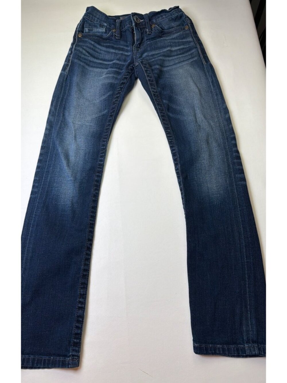 BKE AARON Jeans Men’s Size 25R Straight Slim Leg Dark Wash Stretch Whiskering - Picture 5 of 11